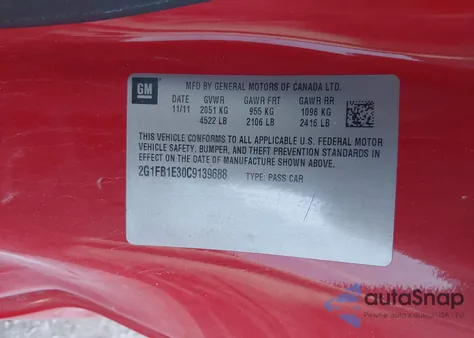 2012 Chevrolet Camaro 1Lt z USA, uszkodzony, nr VIN 2G1FB1E30C9139688